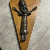 Crocifisso Cristo Re Vintage in Bronzo