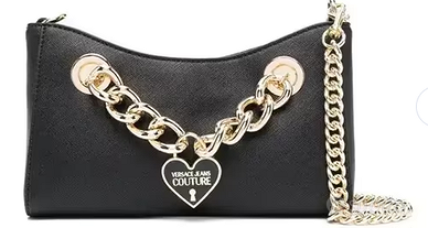 Borsa Heart Enamelled-logo Chain Shoulder Bag