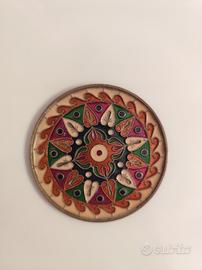 Piatto Vintage Ottone Smaltato. Artigianato Greco.