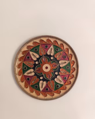 Piatto Vintage Ottone Smaltato. Artigianato Greco.