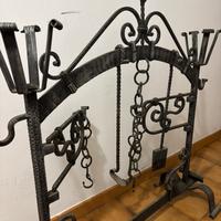 Trespolo porta utensili / parafiamma per caminetto