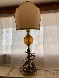 Lampada da tavolo vintage ottone e vetro