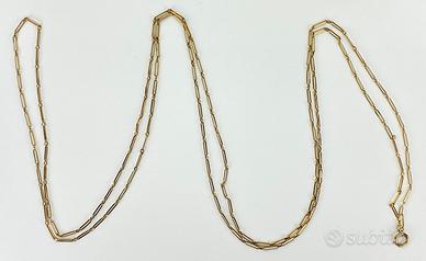 Lunga catena in oro 18K a maglie so!ili