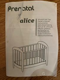 Lettino con sbarre Prenatal e materasso