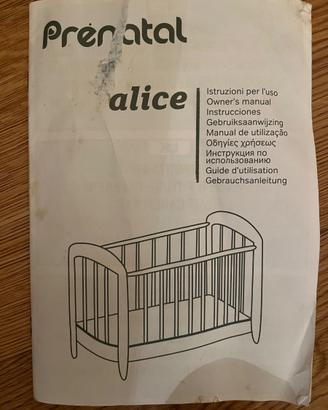 Lettino con sbarre Prenatal e materasso