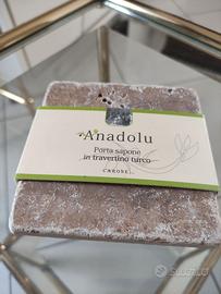 Porta sapone " ANADOLU " in travertino turco
