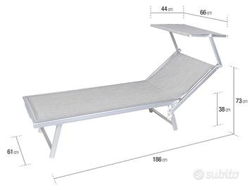 Lettino da Mare con Parasole 186x61x38
