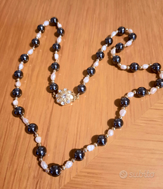 Collana di perle di lago e ametista