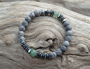 Bracciale elastico da uomo pietre dure e bulloni