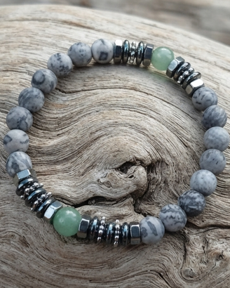 Bracciale elastico da uomo pietre dure e bulloni