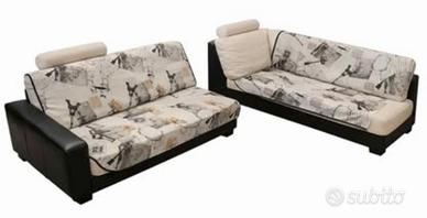 Divano angolare pelle + tessuto 200×270 cm