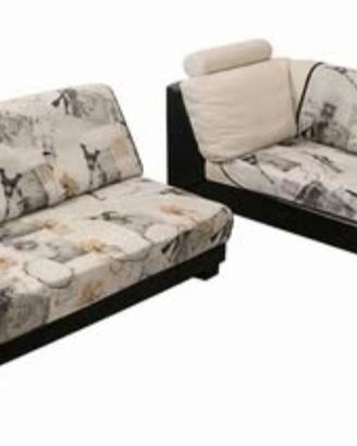 Divano angolare pelle + tessuto 200×270 cm