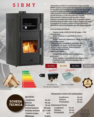 Stufa Idro a legna con Forno 25kW