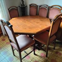 Tavolo legno ,ottagonale -6 sedie
