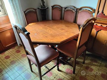 Tavolo legno ,ottagonale -6 sedie