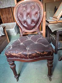 6 sedie da salotto antiche in pelle