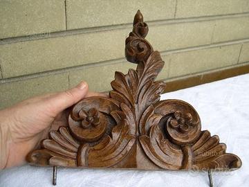 Cimasa antica scolpita noce, fregio scultura noce