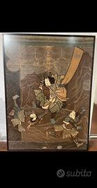 Antico ricamo giapponese samurai