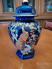 vaso cinese porcellana Kutani con coperchio 