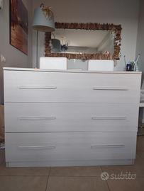 Cassettiera effetto quercia chiara 116x46x87