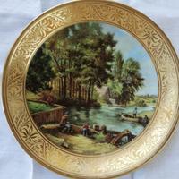 Piatto con pescatori in ceramica Bavaria