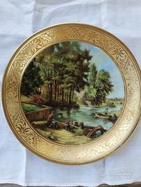 Piatto con pescatori in ceramica Bavaria