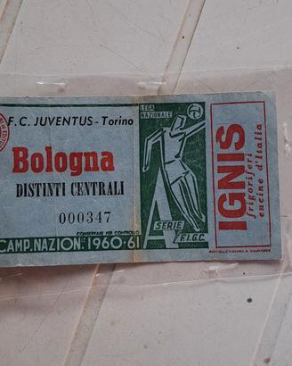 ticket stadio Juventus Bologna 1960 61 