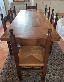 Tavolo e 6 sedie in legno massello
