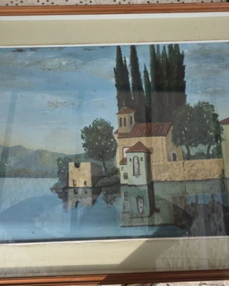 Quadro antico vintage stampa paesaggio architettur