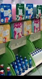 Scaffale espositore in legno lamellare di betulla