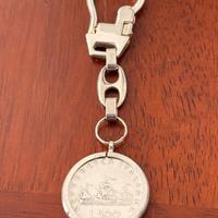 Portachiavi con 500 lire argento primo conio 1958