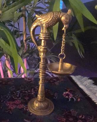 Lampada ad Olio (Diya) pappagallo Kamadeva