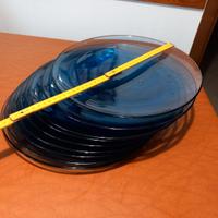 Stock 8 piatti in vetro azzurro trasparente, 8 pz
