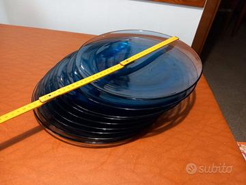 Stock 8 piatti in vetro azzurro trasparente, 8 pz