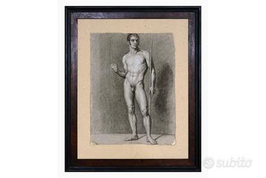 Disegno neoclassico originale inizio '800 nudo acc