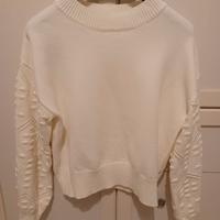 Maglione / Pullover Bianco con maniche lavorate