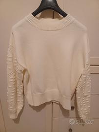 Maglione / Pullover Bianco con maniche lavorate
