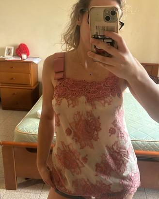 canotta in pizzo rosa Twinset