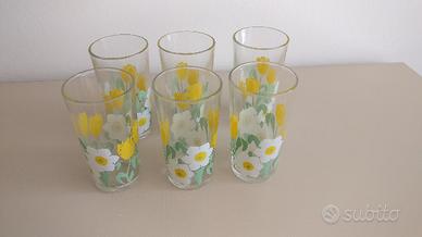 6x bicchieri con fiori