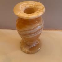 Elegante Vaso in Onice Giallo e Bianco - Vintage