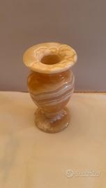 Elegante Vaso in Onice Giallo e Bianco - Vintage