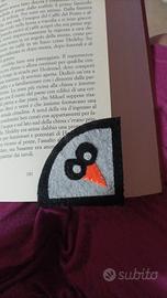 Segnalibro in feltro pinguino fatto a mano