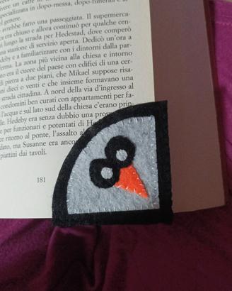 Segnalibro in feltro pinguino fatto a mano