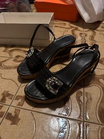 Sandali con zeppa neri eleganti - taglia 38