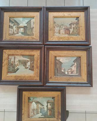  Vendi 5 piccoli quadri 28x32 . Tema paesaggi