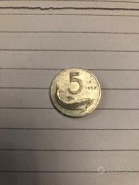 1 moneta da 5 lire