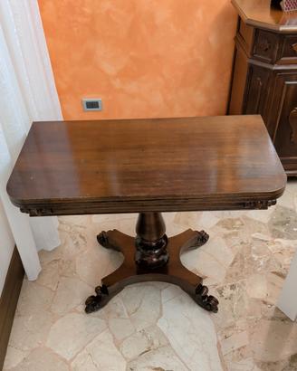 Tavolo da gioco a libro antico in legno massello