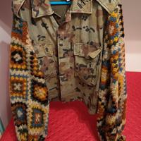 Giacca 1RN Militare Upcycled - Maniche Uncinetto 