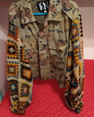 Giacca 1RN Militare Upcycled - Maniche Uncinetto 