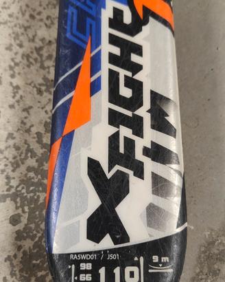 sci e bacchette bambino 110 cm Rossignol attacchi 